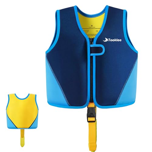 Schwimmweste Kinder 3-6 Jahre TÜV-geprüft, Neopren Schwimmhilfe Kinder, Verstellbar, Leicht und Komfortabel, Unterstützt Schwimmtraining, Schwimmweste Baby ab 1 Jahr für Jungen und Mädchen-M/Blau