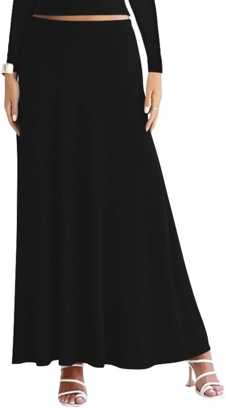 Sweet Hearts Maxi Skirts for Women- Elastic Waist Casual Comfy Flare A-Line Long Skirt XS-XL Made in USA