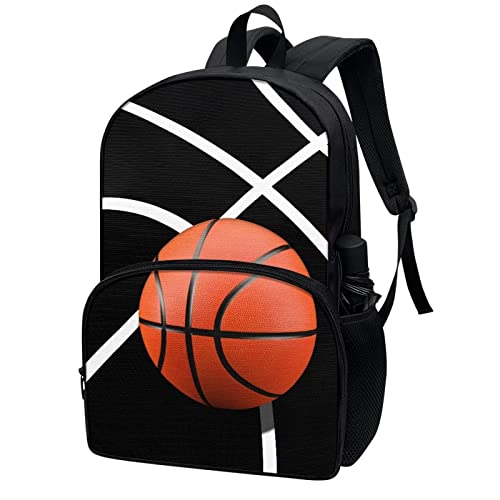 School Bags for Kids Girls Boys Elementary Middle School Students Backpack Cool Basketball Print Children Book Bags Casual Large Capacity Travel Daypack Computer Bags(17 Inches)2