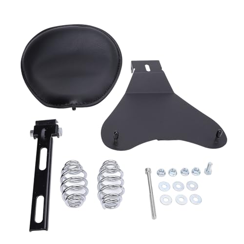 Asiento Solo para Moto Retro, con Soporte de Muelles y Piel Sintética, Resistente y Universal - Comodidad Mejorada, Instalación Fácil para Motocicletas Cruiser y Touring (negra)