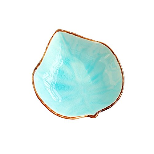 Wait Fly Lovely Grape Leaves Shaped Ceramics Seasoning Dishes/ Tea Bag Holders/ Ketchup Saucer/ Appetizer Plates/ Vinegar Spice Salad Soy Sushi Wasabi Seasoning Dipping Bowls, Set Of 3 #TOP2