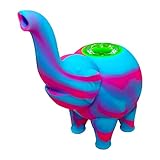 Silicone Elephant Straw Holder Set with 9-Hole Filter Glass Bowl (Red&Blue)，Hafobok Silicone Straw Gift