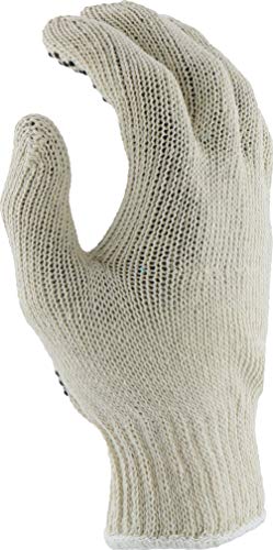 West Chester 708Sk Pvc Dotted String Knit Gloves – Standard [Pack Of 12], Wing Thumb, Rib Knit Wrist, Tiger Paw Design #TOP4