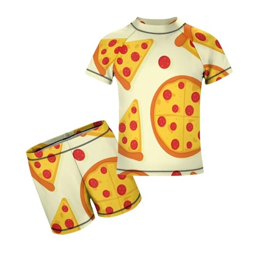 Cartoon Pepperoni PizzaChildren's Swimsuits Boys Two Piece Suit10-12Y（150cm）