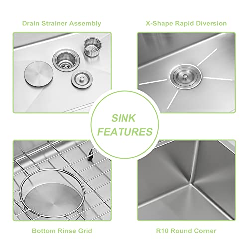 33 Kitchen Sink Double Basin - Lofeyo 33 X 19 Stainless Steel Kitchen Sink 60/40 Double Bowl 16 Gauge Round Corner Undermount Kitchen Sink Basin #TOP4