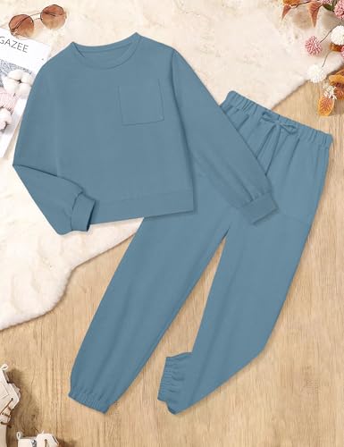 Girls Clothes Solid Color Long Sleeve Sweatshirt and Pants Girls' Clothing Sets 2 Piece Fall Winter Outfits4