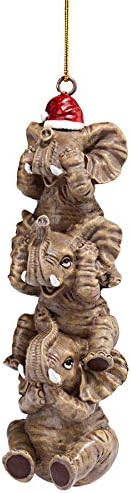 Design Toscano See, Speak, Hear No Evil Elephant Holiday Ornament