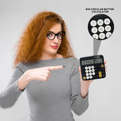 Black Calculator, UPIHO Standard Calculator 12 Digit with Large LCD Display and Big Buttons, Black Gold Office Accessories for Women Desk, Supplies for Office,School, Home, Business - Thumbnail 4