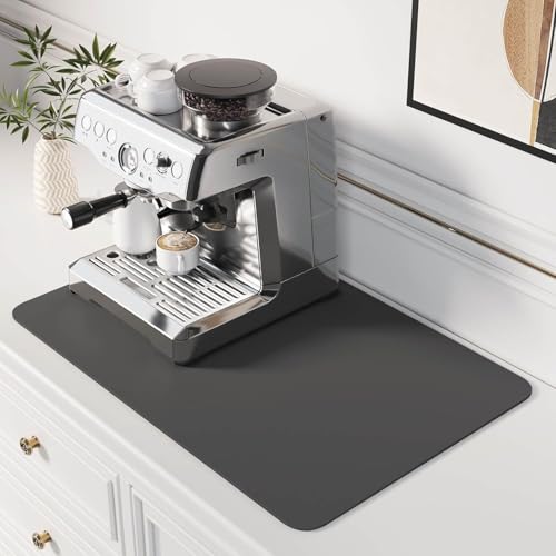 Alfombrilla Escurreplatos de Café 50 x 40cm Súper Absorbente Alfombrilla Secado de Platos Estera Fregadero Secado Rápido Almohadilla Alfombrilla Fregadero Cocina，para Cocina, Cafetera, Gris Oscuro