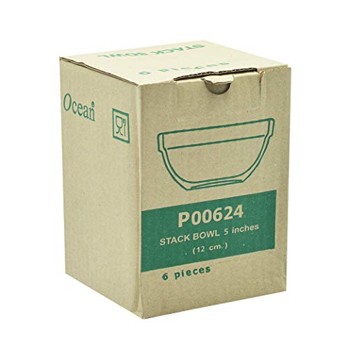 طقم اوعية مكدس من اوشن، 6 قطع، شفاف، 5 انش، P00624، وعاء تقديم، طبق بهار، وعاء غمس، وعاء مقبلات، وعاء جانبي، P00624