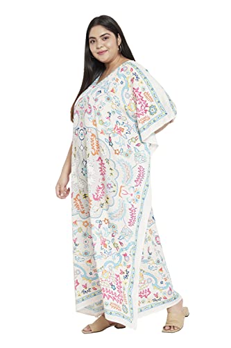 Image of Oussum Women Polyester Casual Long Plus Size Beach Caftan Cover Up Maxi Dress 1X-3X Summer Kaftan Dresses for Women