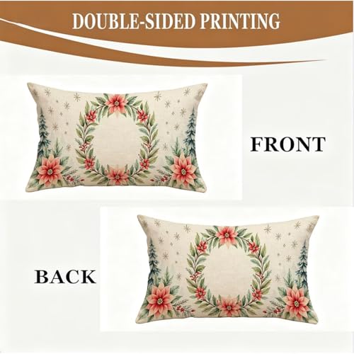 Housse coussin 70x90cm Noël vert en lin imperméable lot de 2 - 6