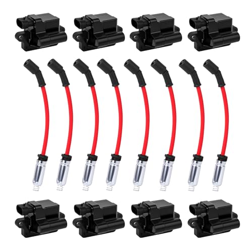 High Performance Coil Packs & Spark Plug Wires Set of 8 Fit for 1999-2006 Chevy Silverado Tahoe Suburban Avalanche Express GMC Sierra Yukon 1500 2500 Escalade 4.8 5.3 6.0 6.2 Repalce for UF271 9748HH