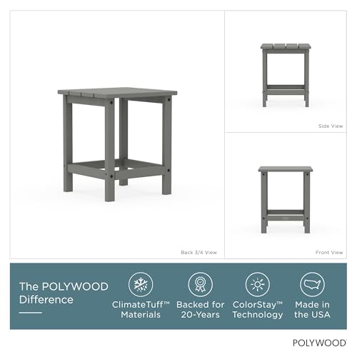 Image of POLYWOOD ECT18GY Long Island Side Table, 18-Inch, Slate Grey