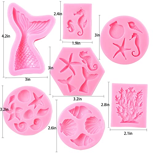Mermaid Theme Cake Fondant Mold - Mermaid Tail Seahorse Seashell Starfish Mold For Cake Decoration, Chocolate, Candy, Cupcake Decor #TOP1