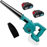 junmuDSG Laubbläser, Kabellos, Ersatz für Makita, Geschwindigkeit 280 km/h, kabelloser Laubsauger, bürstenloser Motor, zum Blasen, Saugen, 2 * 3000mAh Akku