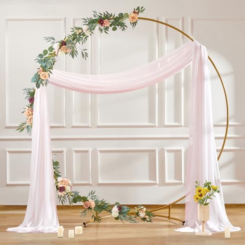 Image of 30 inch x 20Ft Wedding Arch Draping Fabric, 1 Panel Blush Sheer Curtain Drapes Extra Wide & Long Backdrop Curtains for Wedding Arch Ceremony Birthday Party Decorations