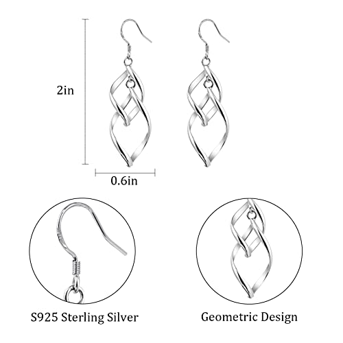 925 Sterling Silver Dangle Earrings Elegant Double Hoops Earrings Handmade Hypoallergenic Infinity Earrings for Women Trendy4