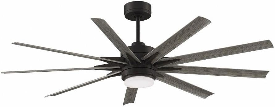 Fanimation Odyn Custom 9 Blade Ceiling Fan with Light Kit 64 Inches Wide with Dark Bronze Finish and Weathered Wood Blades