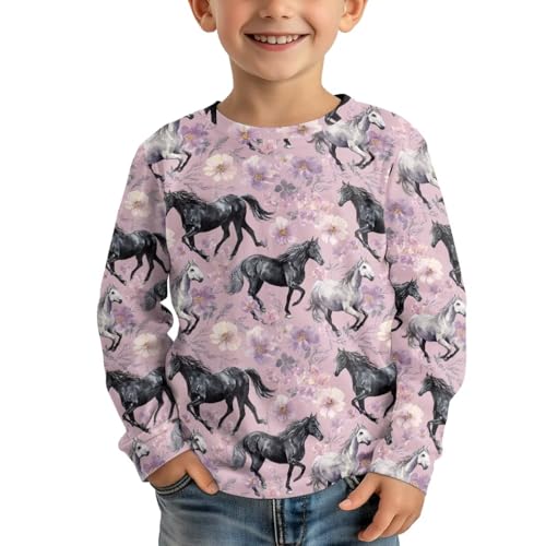 Image of WELLFLYHOM Long Sleeve T-Shirt for Boys Girls 3-16 Years Old Tee Tops Crewneck Pullover Shirts Fall Outfits