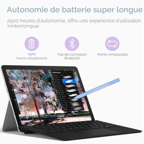 Stylet pour HP, HP Envy x360, HP Spectre x360, HP Pavilion x360 et Autres séries, Stylet numérique Actif, 1024 Niveaux de Pression, 2 Touches Personnalisables, 2500 Heures d'autonomie – vue 7