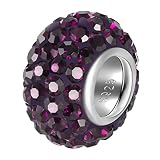 ANDANTE-Stones Perle Cristal Bead Argent 925 Sterling Massif Couleur Violet foncé et Myrtille Élément Bille pour Perles European Beads + Étui en Organza