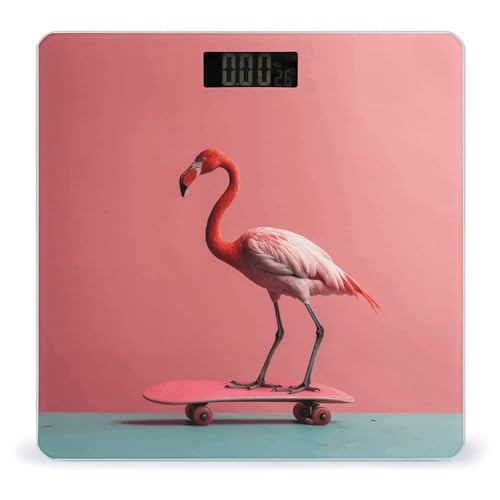 Báscula Digital de Baño con Diseño de Flamenco y Pantalla LCD
