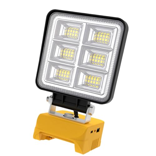 48W Portable LED Work Light 5200LM Cordless Work Light Adjustable Base Rechargeable LED Flood Outdoor Lightweight ABS Camping Lamp