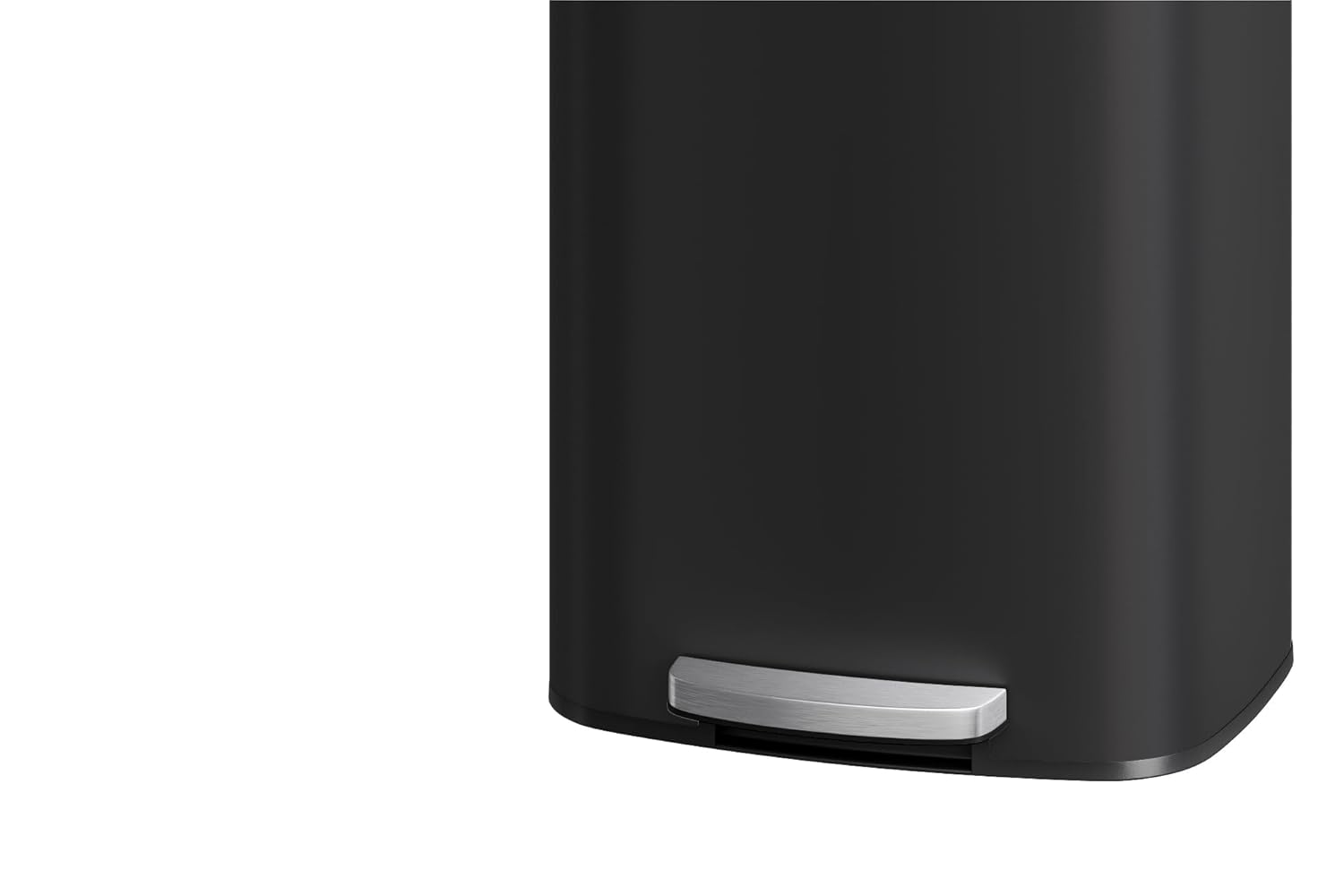 60L Step Trash Can, Stainless Steel Body with Plastic Lid, Black Pedal Garbage Bin with Stay-Open Lid, Large Capacity for Kitchen, Office & Home