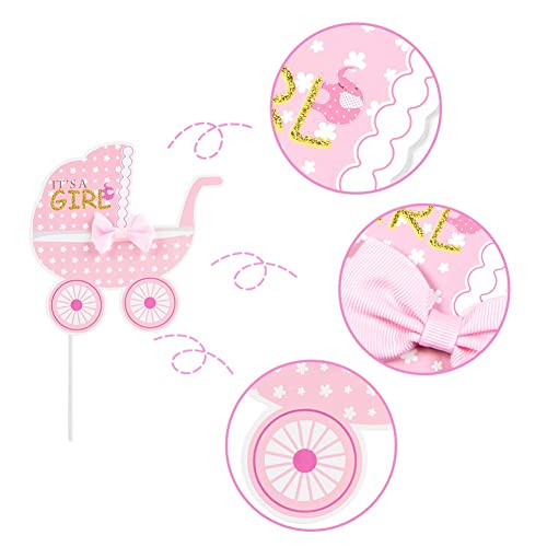 Sunbeauty 20 Pcs Girl Baby Shower Photo Booth Props Pink And Gold Lovely Photobooth Props With Sticks For Baby Shower Accessories Newborn Girl Gift Party Supplies #TOP3