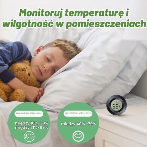 Dictien Mini termometr z higrometrem, zestaw 6 sztuk, czarny