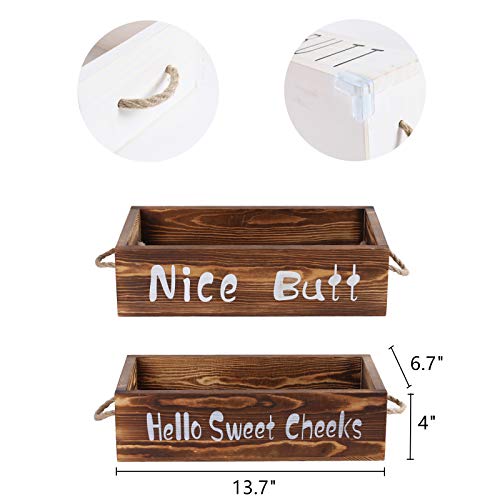 YCOCO Bathroom Decor Box,Country Decor and Farmhouse Bathroom Decor for The Home,Rustic Toilet Tank Tray and Wooden Bathroom Trays and Baskets for Counter,Brown