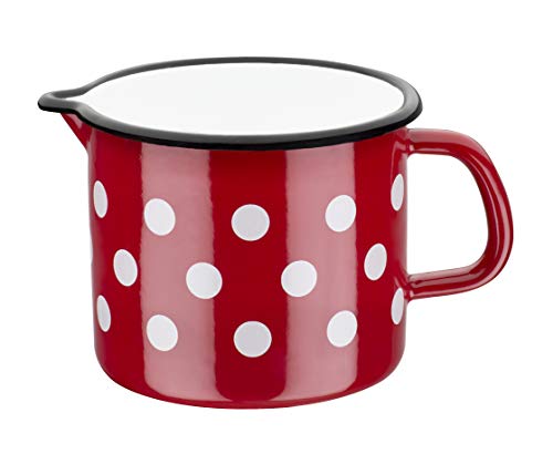 GSW Stahlwaren GmbH Emaille Milchtopf mit Ausguss, rot, 12 x 11 cm, 1,2 Liter Cover