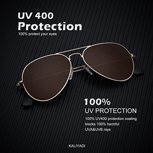 Image of KALIYADI Classic Aviator Sunglasses for Men Women Driving Sun glasses Polarized Lens UV Blocking