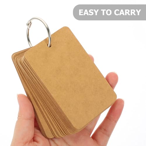 Cartes flash vierges papier kraft epais anneau metallique carte educative de revision ecole