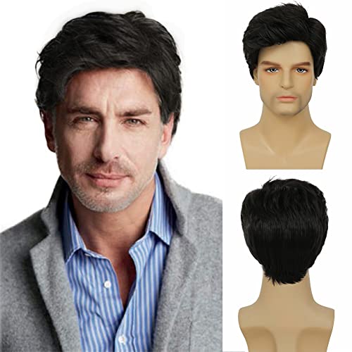 Kaneles Mullet Wigs for Men 80s Costumes Fancy Party Accessory Cosplay Halloween Wig (Light Brown)