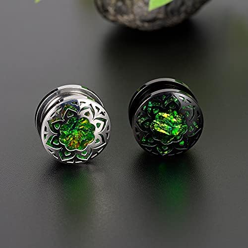 Paire D'écarteurs Pour Boucles D'oreilles En Forme De Fleur Avec Opale Synthétique - Tailles De 8mm à 25mm - Acier Inoxydable - 7