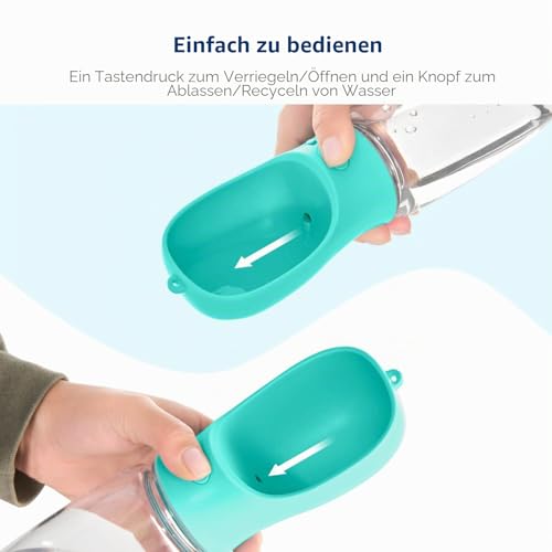 WePet Tragbare Hunde-Wasserflasche, 350 ml, Auslaufsicherer Trinknapf für Hunde – Praktisch für Spaziergänge, Wandern & Reisen – Aus lebensmittelechtem Kunststoff