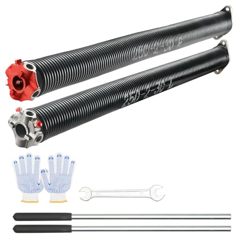 Happybuy Garage Door Torsion Springs - 16,000 Cycles, 0.25 x 2 x 30inch Pair, with Non-Slip Winding Bars, Mounting Tool, Gloves, Electrophoresis Coated for Replacement