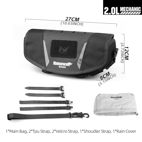 Alforja para manillar de motocicleta Rhinowalk, bolsa de herramientas y almacenamiento universal para horquilla delantera, manillar y barra Sissy miniatura 3
