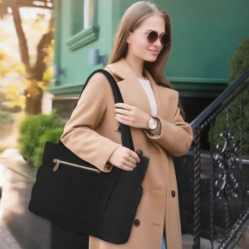 ELONGRIVER Large Tote Bag for Women Lightweight, Quilted Womens Work Shoulder Bag Cute Handbags for Women