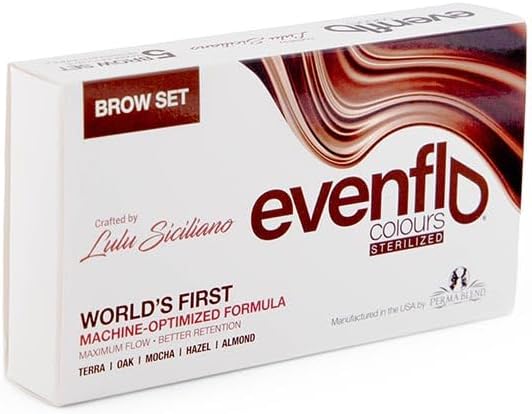 Evenflo Colours Kit de Tintas para Tatuagem de Sobrancelhas com 5 Cores Almond, Hazel, Mocha, Oak e Terra