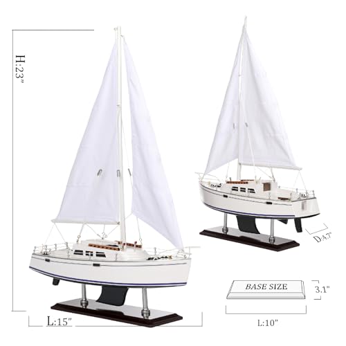 NAUTIMALL Wooden Catalina Yacht Model, 15x23 inch Sailboat Decor, Modern Luxurious Living Room Nautical Home Decoration Beach House Display by NAUTIMALL - Used condition - Image 2