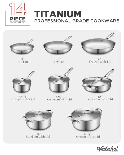 Image of Titanium Cookware set | Hammered Titanium pans for cooking with Lids | 14 Pcs | Non-Toxic Skillet |PFAS /PFOA /PTFE Free | Dishwasher&Oven Safe | Kitchen Induction Compatible au gratin pan