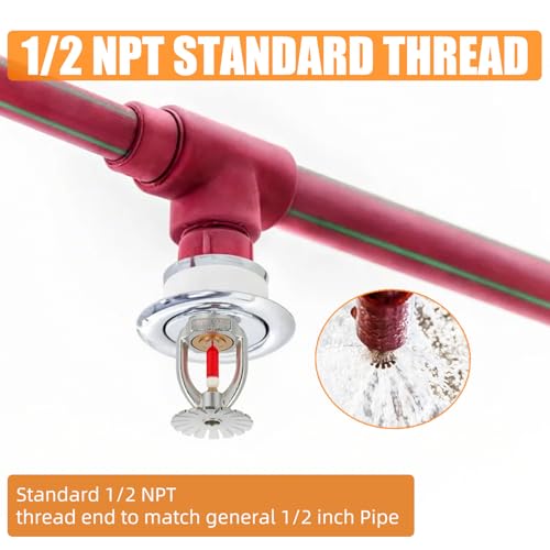 5Pc Fire Sprinkler Head Pendent Type, 155℉ Fire Sprinkler Heads 1/2\" Inch Thread 68°C Quick Response Water Spray Down 1/2\" NPT for Home/Commericial/Workshop/Residential Building (Pendent Type)