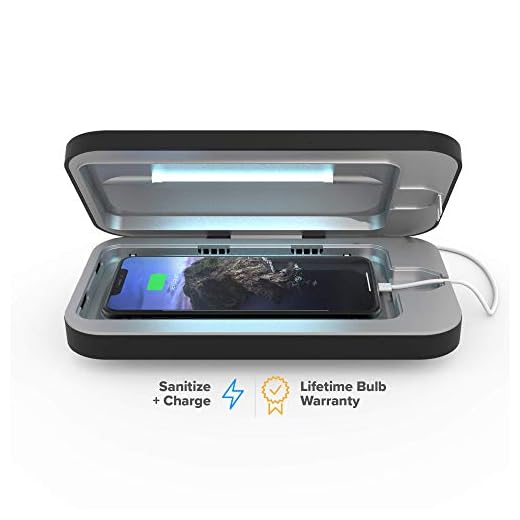 PhoneSoap 3 - UV-Handy-Reiniger und Dual-Universal-Handy-Ladegerät | Patentierter und klinisch erprobter UV-Sanitizer | Reinigt und Lädt Alle Telefone - Schwarz