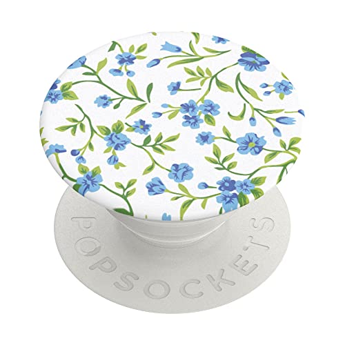 PopSockets Poignée de téléphone avec béquille Extensible, Motif Floral PopGrip – Bleu Ditsy