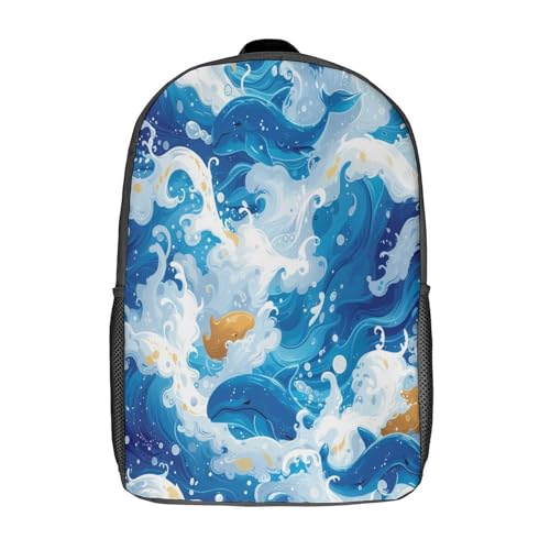 RHUSDIEOD Ocean Wave Mochilas Para Niñas, Niños Mochilas Escolare Juveniles De Primaria Mochila Infantil Impermeable Chica Mochilas De Viaje Colegio Bolsas De Gran Capacidad 17inch