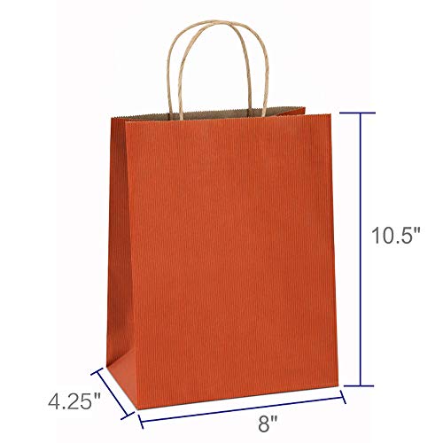 Bagdream Gift Bags 8X4.25X10.5 100Pcs Shopping Bags,Cub, Paper Bags, Kraft Bags, Retail Bags, Paper Bags With Handles, Craft Bags, 100% Recyclable Paper (Orange) #TOP1