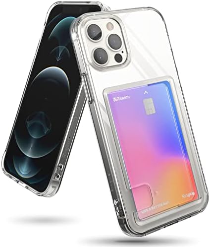 Ringke Fusion Card Compatible with iPhone 12 Pro Max Case, Transparent Hard Back with Built-in Slim Card Holder Wallet Cover - Clear